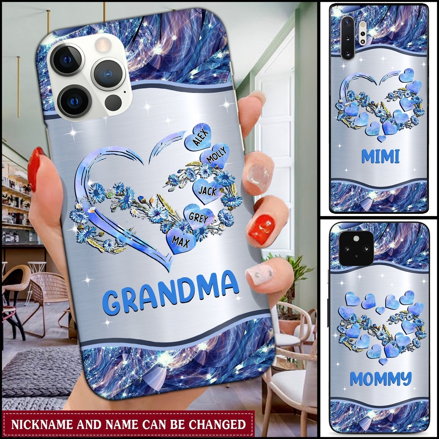 Personalized Nana Mom Heart Infinitive Love Mother's Day Familia Gift Glass Phone case