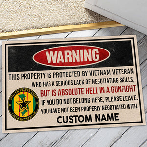 Personalized door mat with your name - Proud veteran lives here