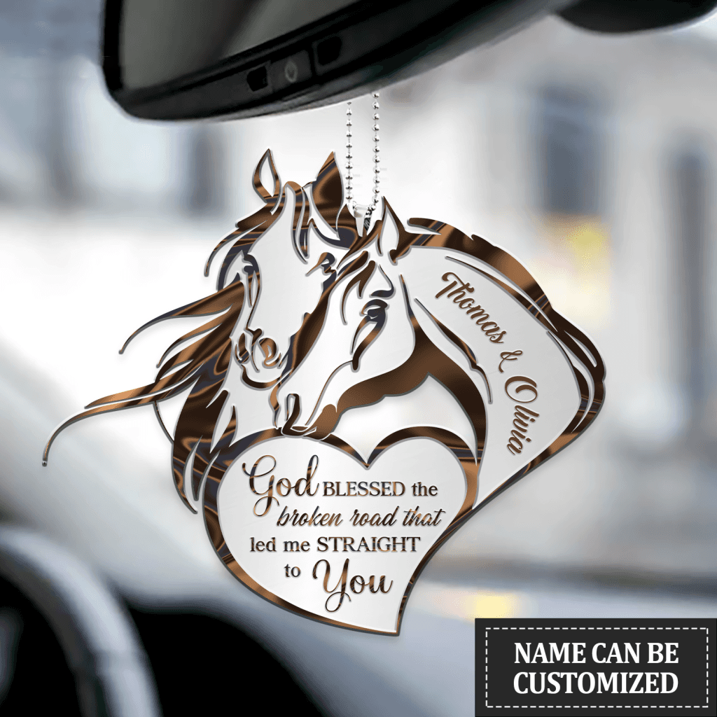 Romantic Horse Couple God Blessed Personalized Ornament