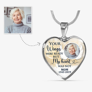 Your Wings Were Ready But My Heart Was Not, Custom Photo, Luxury Heart Necklace