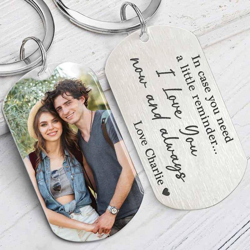 I Love You Now And Always, Personalized Keychain, Anniversary Gifts For Couple, Custom Photo