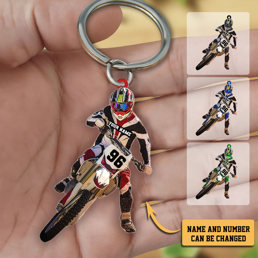 2022 New Release Personalized Motocross Racer Acrylic Keychain