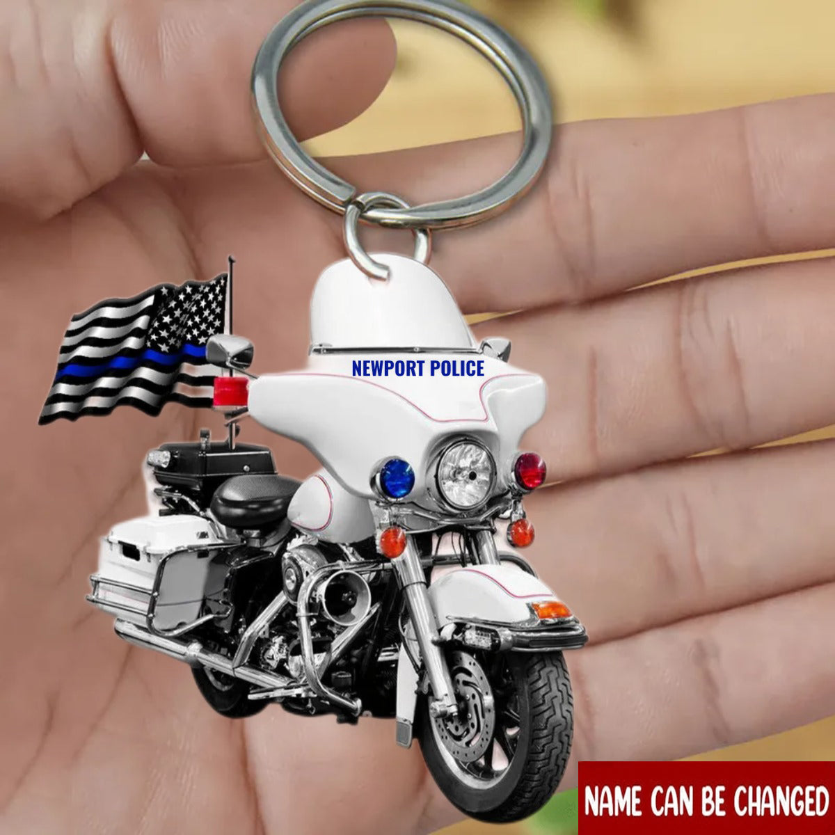 Police motorcycle Personalized Flat Keychain