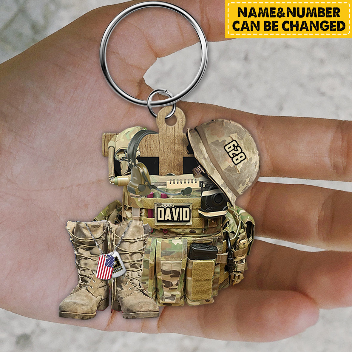 Personalized Military Bulletproof Vest Boots Helmet Keychain