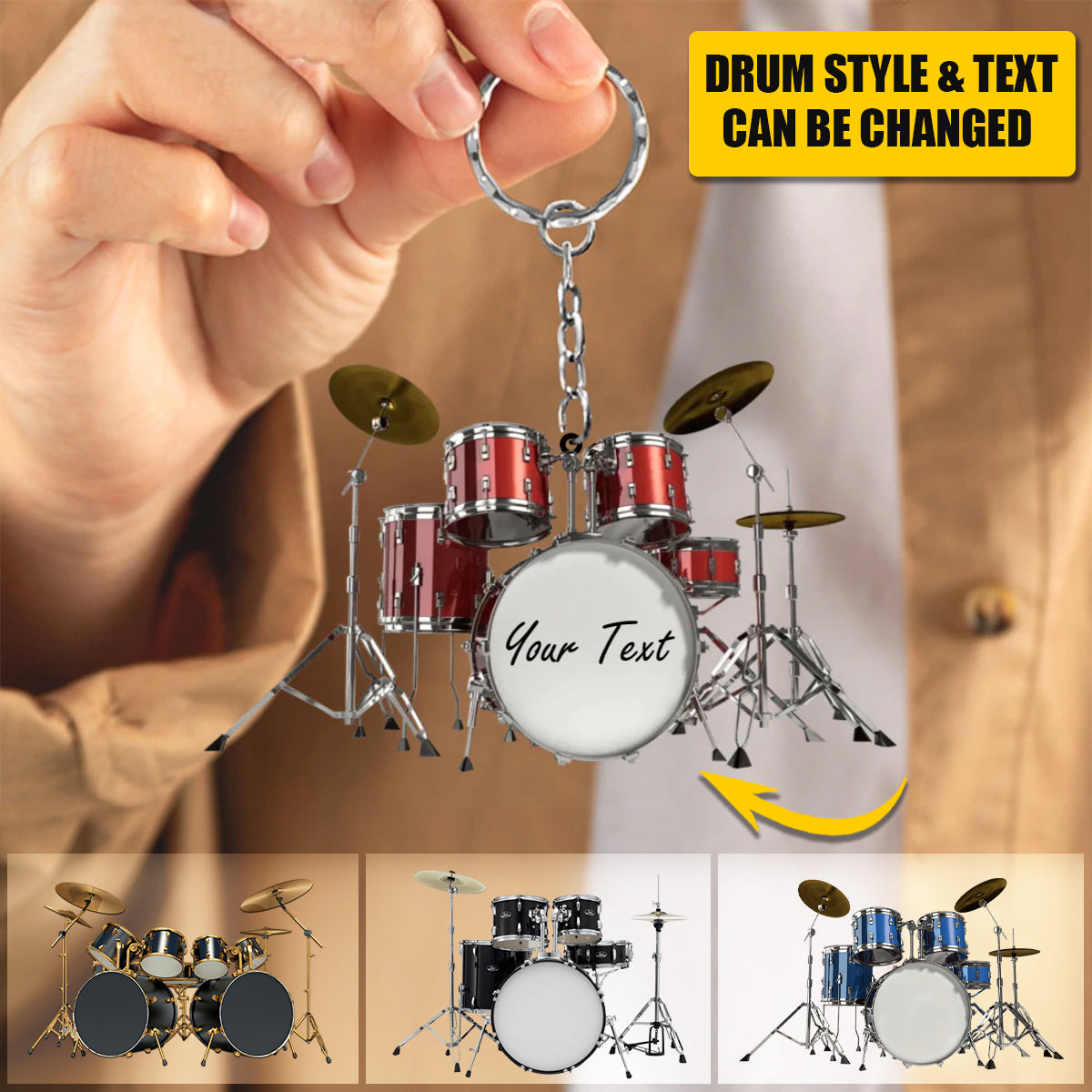 Drums Styles Colorful Drums Personalized Acrylic Keychain - Gift For Drummer