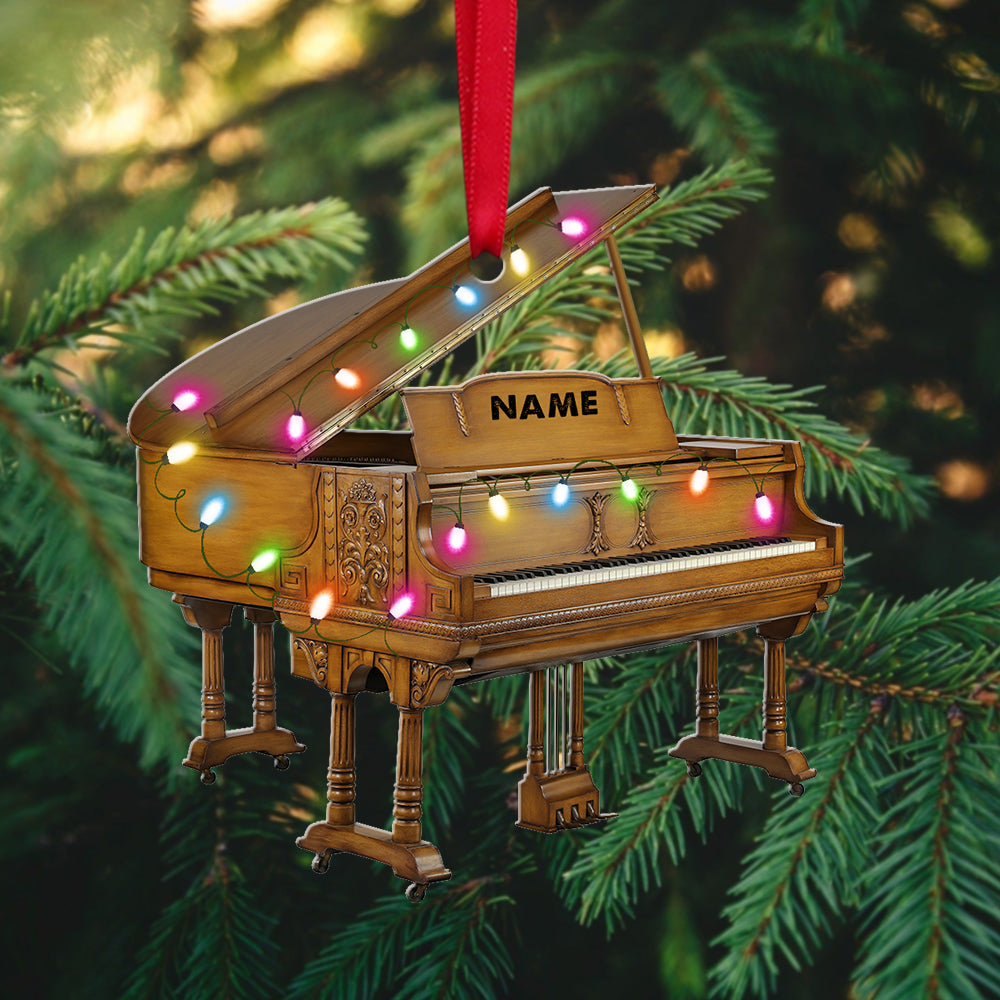 Piano with Christmas Light Personalized Christmas Ornament