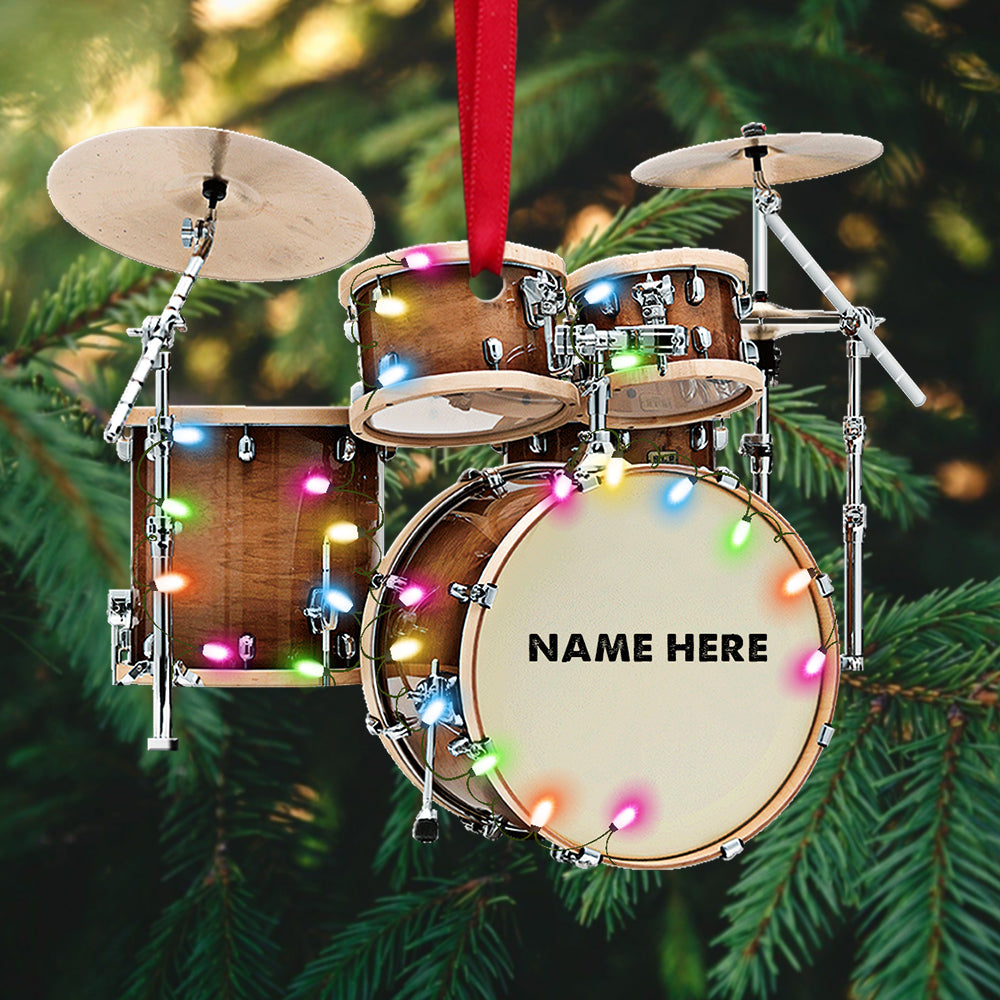 Drum Kit with Christmas Lights Personalized Christmas Ornament