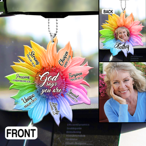 Personalized Rainbow Sunflower God Says You Are Two Sided Ornament